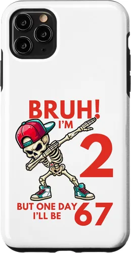 Vista 13 de Bruh I'm 2 But One-Day I'll Be 67 Retro 2nd Birthday Kids Case for iPhone XR