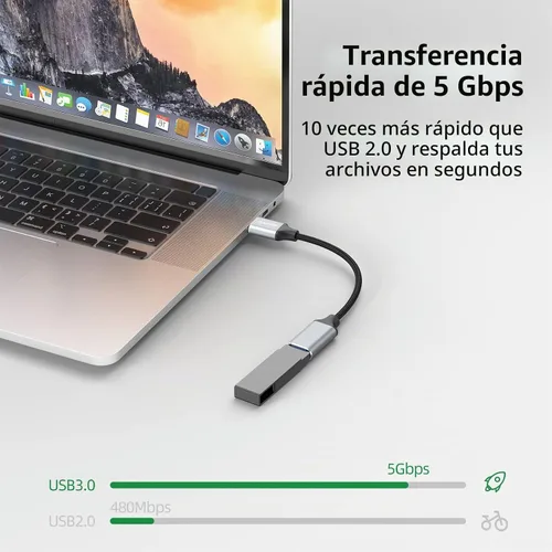 Vista 2 de Cable de extensión USB corto de 6 pulgadas, cable extensor USB A 3.0 macho a hembra trenzado compatible con unidad flash, impresora, cámara, ratón