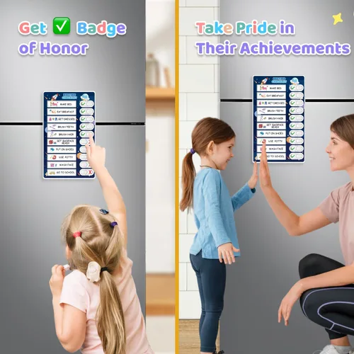 Vista 3 de Tabla de rutina de 3 en 1 para dormir/mañana/semana para niños, tabla de tareas magnética para niños pequeños, horario visual para niños, tabla