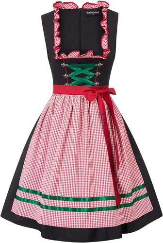 Vista 4 de Vestido de tirolesa alemán para mujer joven disfraz bávaro de Oktoberfest para carnavales de 3 piezas