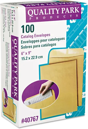 Vista 2 de Quality Park 40767 Sobre de catálogo, liso, 28 libras, 6 pulgadas x 9 pulgadas, 100/BX, Kraft