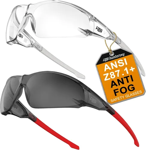 Vista 20 de HTS HUNTERSKY ANSI Z87.1 Gafas de seguridad antivaho envolventes transparentes, gafas de laboratorio para pickleball y química con resistencia a