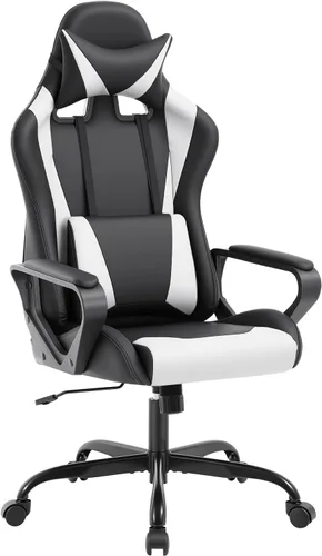 Vista 10 de FDW Gaming Chair PU Leather Computer Chair Executive Headrest Lumbar Support Ergonomic Racing Desk Chair with Armrests 360° Swivel & Caster Five Blue