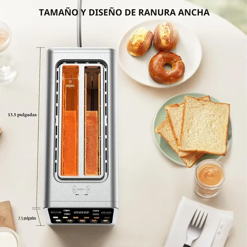 Vista 7 de Keenstone Tostadora de 4 rebanadas, tostadora digital inteligente con pantalla táctil, función de memoria, tostada de una sola ranura, temporizador