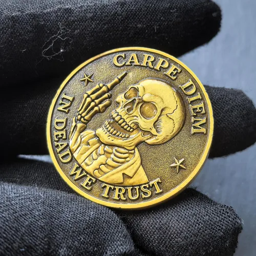 Vista 5 de Memento Mori Challenge Coin Carpe Diem Ficha de bolsillo Regalo motivacional