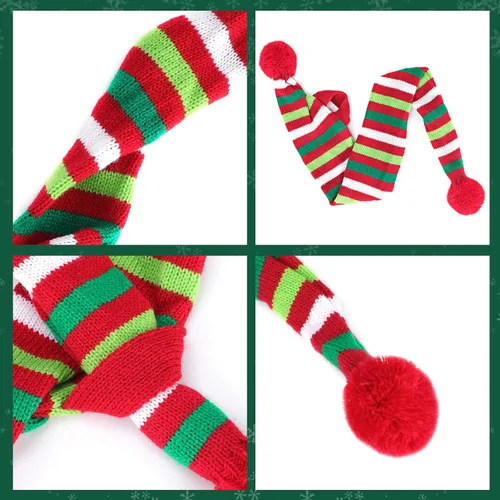 Vista 5 de BWOGUE Conjunto de Diadema de Cuernos de Alce Reno de Navidad para Perro y Bufanda de Rayas Rojo-Blanco-Verde, Disfraz de Navidad para Mascotas