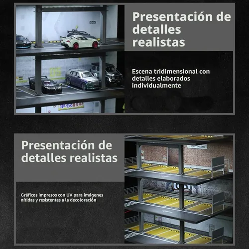 Vista 4 de Organizador de vitrina de coche fundido a presión a escala 1/64 - Diorama gris