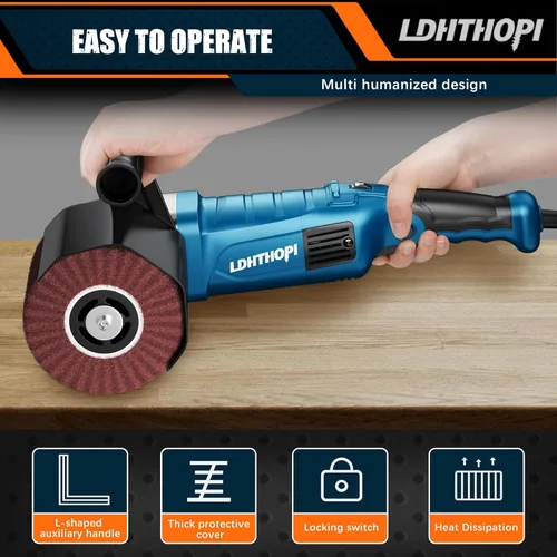 Vista 5 de LDHTHOPI Máquina de pulido y lustrado de 1800W, pulidor eléctrico de acero inoxidable de mano de 110V, 8 velocidades variables, 3100RPM para metal