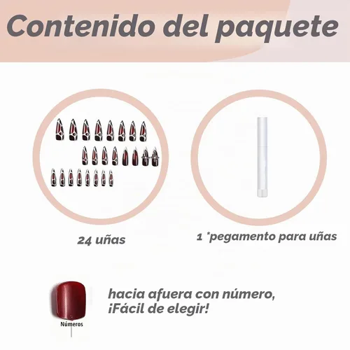 Vista 5 de BABALAL - Uñas postizas largas a presión, uñas postizas negras y rojas, uñas acrílicas de almendra con diseño gótico de vampiro, uñas adhesivas