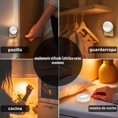 Vista 2 de VAVOFO Luz nocturna LED con sensor automático, paquete de 4, 2900-3200K blanco cálido, diseño de cara sonriente, lámpara de noche de pared