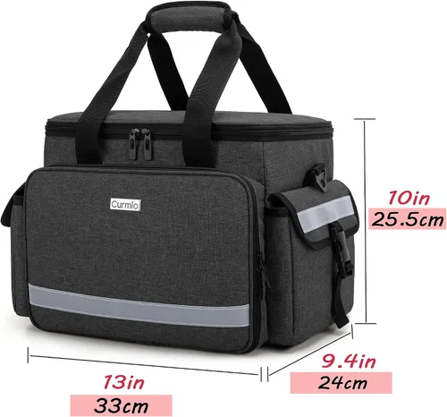 Vista 6 de CURMIO Caja organizadora de primeros auxilios familiares, bolsa de suministros médicos de emergencia vacía para enfermera, fisioterapeutas, médicos