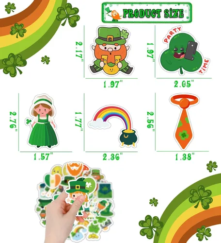 Vista 2 de Decoraciones del día de San Patricio - Pegatinas del día de San Patricio para niños - Accesorios del día de San Patricio, regalos de trébol