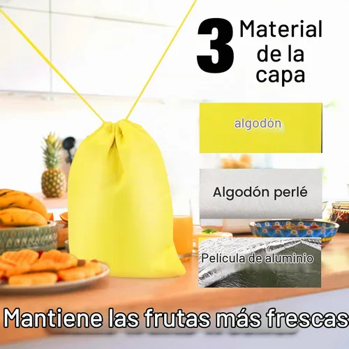 Vista 3 de Las bolsas amarillas de plátano evitan la maduración, bolsa de frescura de almacenamiento de plátanos, ligera, cómoda, lavable, duradera