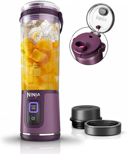 Vista 14 de Ninja Blast Two-Pack Portable Blender, 18oz, Peach & Stone, BC155PS Dos licuadoras portátiles Ninja Blast inalámbricas. USB-C recargable, BlastBlade