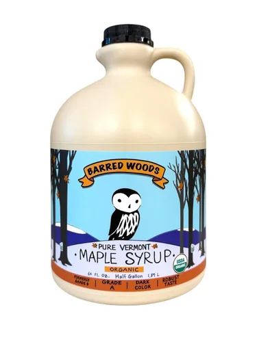 Vista 5 de Jarabe de arce orgánico Vermont – puro y totalmente natural – jarra de una pinta (16 onzas) – Grado A Ámbar rico – De Barred Woods Maple