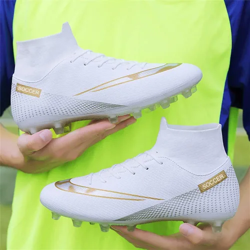 Vista 6 de Unisex-Cleats Soccer Shoes for Big Boy Fgag High-top Spikes Football Shoes for Younth Professional Training Turf Indoor Ankle Boots Athletic Sneaker