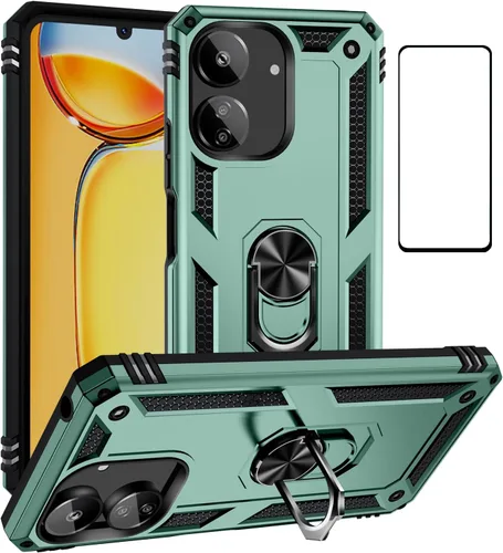 Vista 28 de Funda para Xiaomi POCO X3 NFC /X3 Pro con protector de pantalla, armadura de protección militar híbrida resistente a prueba de golpes, funda Negro