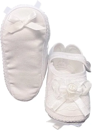 Vista 2 de Pink Princess Zapatos de bautismo para bebé niñas - Blanco Bebé Bautizo Zapatos Bebé Botines Recién Nacido - Zapatos de Bautizo para Nina