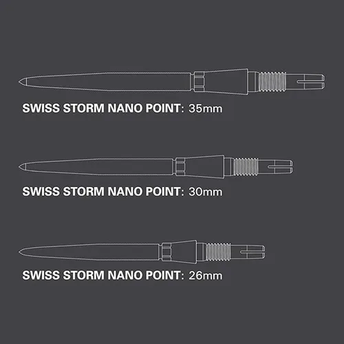 Vista 2 de Target Darts Swiss Point Storm Nano Dart Points (3-Pack Tips) 26/30/35mm SP – Change Dart Point, Professional Dart Accessories