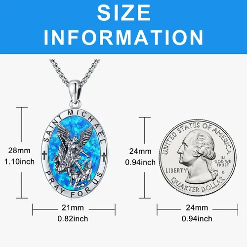 Vista 2 de Odinstone Collar de plata de ley 925 con medalla de San MiguelSan CristóbalSan BenitoCrucifijo de JesúsSan UrielArcángel Rafael para hombres