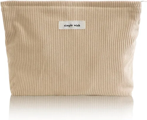 Vista 26 de Wudygirl Bolsa de maquillaje de lona para mujer, organizador estético de maquillaje, bolsa de maquillaje de viaje, bolsa de aseo para bolso, bolsa