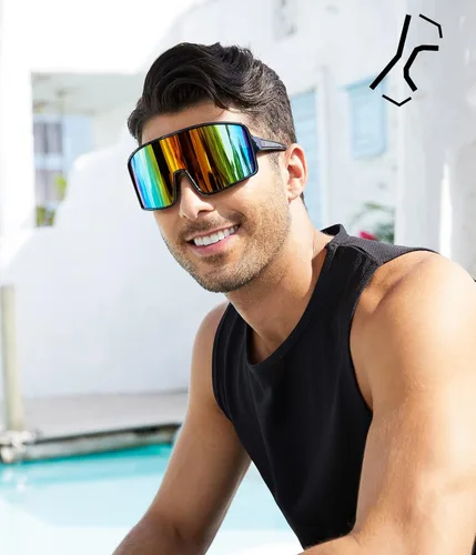 Vista 2 de Karsaer Vision Sports - Gafas de sol de ciclismo de una pieza para exteriores, resistentes al viento, gafas de los años 80, para mujeres y hombres