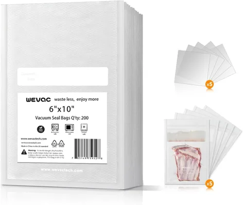 Vista 9 de Wevac Weston - Bolsas selladoras al vacío de 100 pintas, de 6 x 10 pulgadas, para guardar alimentos, sellar una comida, sin BPA, resistentes