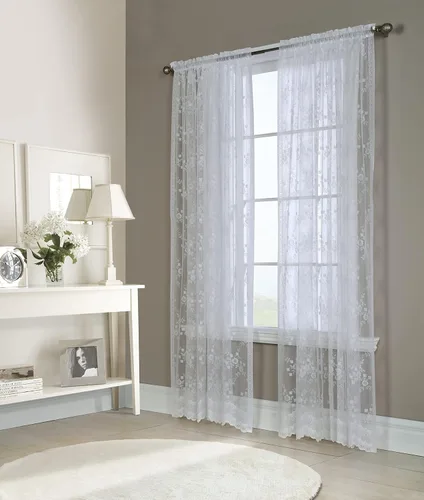 Vista 7 de Loft Living Melody Panel de cortina de encaje jacquard para ventana, 56 x 72 pulgadas, cáscara de huevo