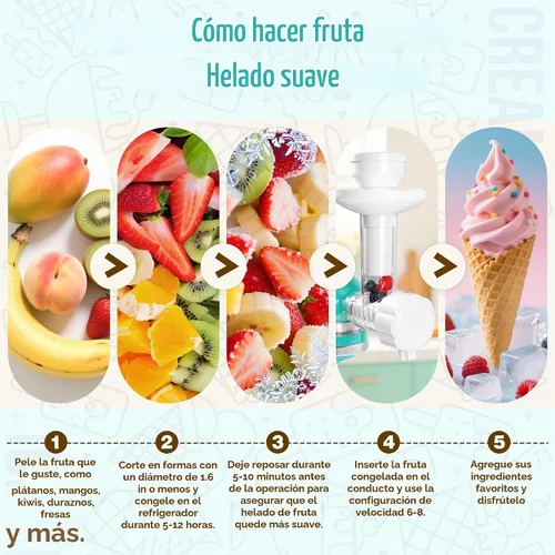 Vista 4 de Accesorio para helado de frutas congeladas para batidora de pie Kitchenaid, máquina de sorbete sin lácteos, postre y yogur congelado suave – Máquina