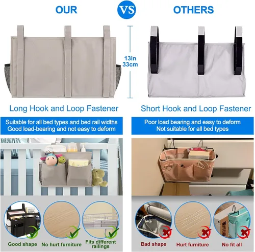 Vista 4 de Surblue Organizador de cama colgante para mesita de noche, bolsa de almacenamiento con bolsillo para literas y camas de hospital, habitaciones