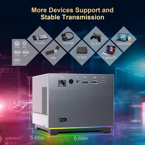 Vista 4 de XNANO Proyector de soporte 4K con WiFi6 y Bluetooth 5.0, proyector de cine en casa Full HD 1080P, con asistente de voz inteligente, proyector 4D/4P