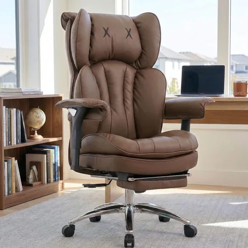 Vista 10 de Efomao Silla de oficina blanca grande y alta con reposapiés, silla ergonómica de respaldo alto para computadora con reposabrazos ajustables, asiento