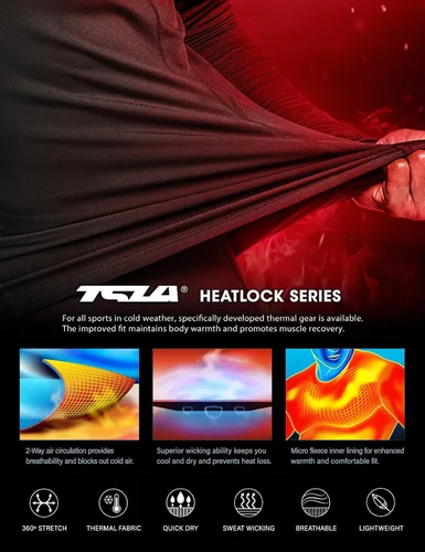 Vista 4 de TSLA - Camiseas térmicas de compresión de manga larga con cuello en V para hombre, ideales para usar como capa base para hacer ejercicio, correr
