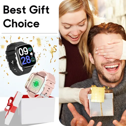 Vista 7 de Popglory Reloj inteligente, reloj de fitness de 1.69 pulgadas para mujeres y hombres con frecuencia cardíaca, presión arterial, oxígeno en sangre