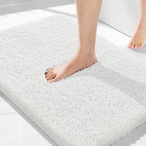 Vista 70 de Yimobra Alfombras de baño en negro y blanco antideslizantes lavables, tapetes de baño ultra suaves y absorbentes de agua, alfombra de ducha suave