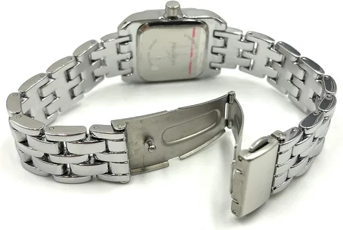 Vista 6 de Peugeot - Reloj con forma de tanque para mujer con pulsera de eslabones de pantera reloj de vestir con bisel de cristal y esfera de números romanos