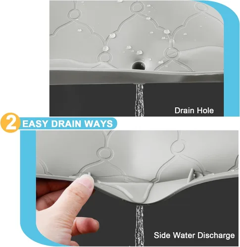 Vista 4 de Tapete para debajo del fregadero, 34 x 22 pulgadas, de silicona para debajo del fregadero, impermeable, forro grueso para debajo del fregadero