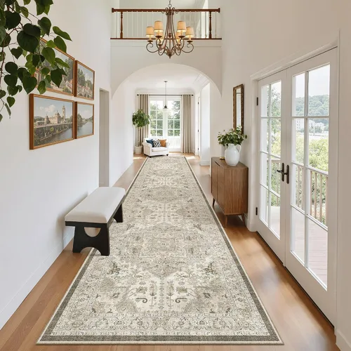 Vista 275 de Madane Alfombra lavable de 2 x 3 pies, alfombra de entrada pequeña, antideslizante, vintage, para entrada interior, alfombra de pelo bajo