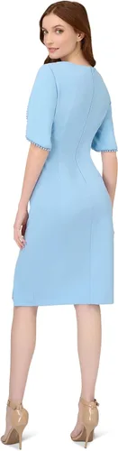 Vista 2 de Adrianna Papell Vestido de punto con ribete de perlas de crepé para mujer