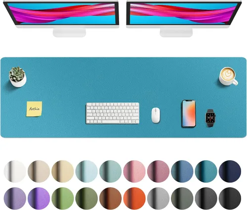 Vista 46 de Aothia - Protector de escritorio de cuero sintético grande, base antideslizante para mouse y superficie para escribir, impermeable, fácil de Agua