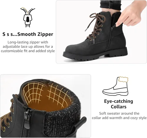 Vista 4 de Bacia Botas de combate para mujer, antideslizantes, botas de senderismo con suela de lengüeta y cremallera