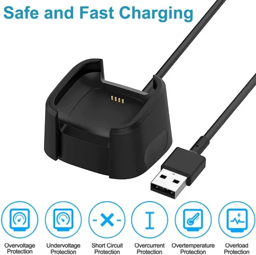 Vista 3 de Cargador para Fitbit Versa 2, cable de soporte de carga USB de repuesto para reloj inteligente Fitbit Versa 2