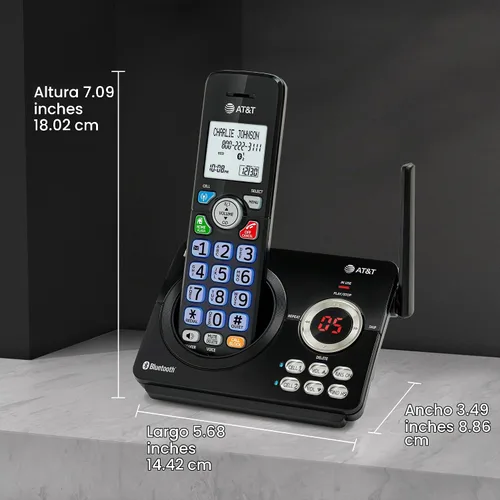 Vista 12 de AT&T Teléfono inalámbrico DECT 6.0 - Bloqueador de llamadas inteligente, Bluetooth conecta a la celda, anuncio de identificación de llamadas