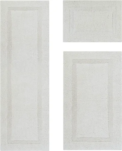 Vista 536 de Better Trends - Juego de 2 alfombras de baño 100% algodón, extra suaves, con borlas, de 17" x 24", alfombra de baño superabsorbente y reversible