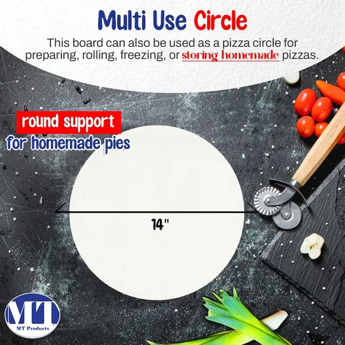 Vista 2 de MT Products Corrugated White Cardboard Cake Board or Pizza Circle 14 inch - Sturdy Cake Base for Displaying Cakes, Bread and Desserts (5 Pieces)