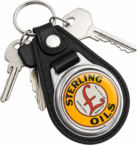 Vista 124 de Brotherhood Round Key Chain for Vintage Motor Oil, Petroleum, and