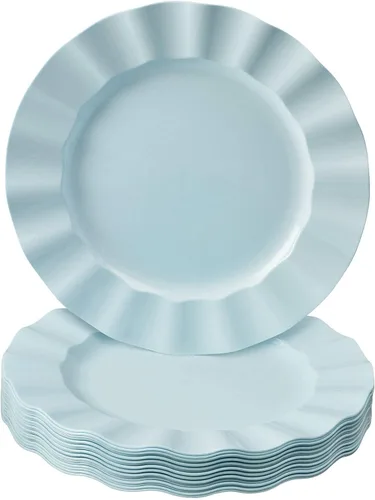 Vista 9 de Silver Spoons Platos de postre desechables 10 piezas Platos de plástico resistente Elegante aspecto fino de porcelana Velo, marfil
