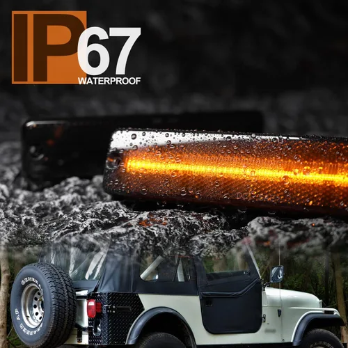 Vista 6 de Luces de marcador laterales LED de repuesto para 1972-1986 J'eep CJ5 CJ7, 1984-1991 Grand Wagoneer J10 J20 Pickup ámbar delantero rojo trasero