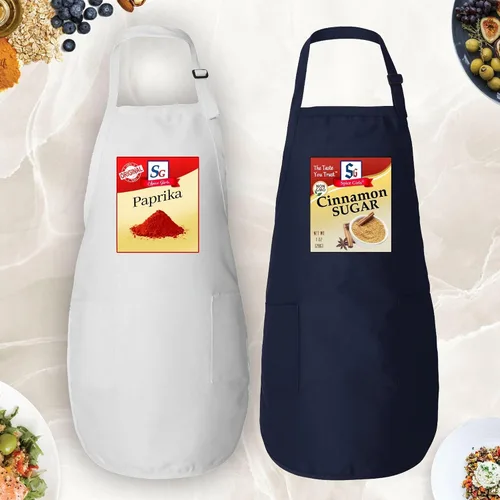 Vista 5 de Delantal de cocina con temática de especias, impermeable, ajustable, para cocinar y hornear, varios colores y diseños