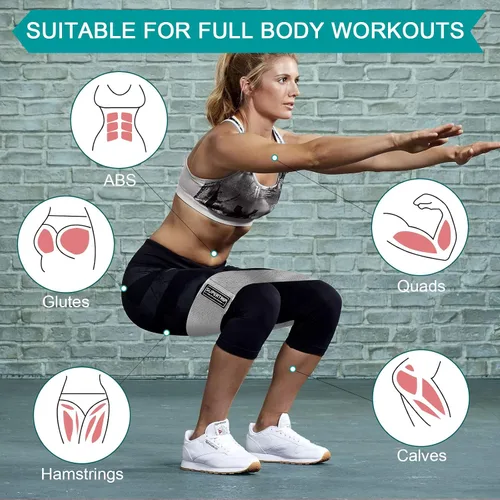 Vista 5 de Supertrip Bandas de resistencia de tela para piernas y glúteos, antideslizantes, para mujeres/hombres, bandas elásticas para entrenamiento, fitness